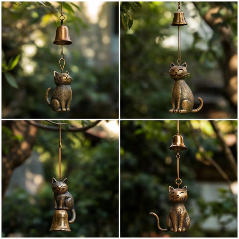 🐱Håndlavet retro katte-vindklokke