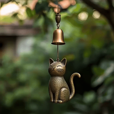 🐱Håndlavet retro katte-vindklokke