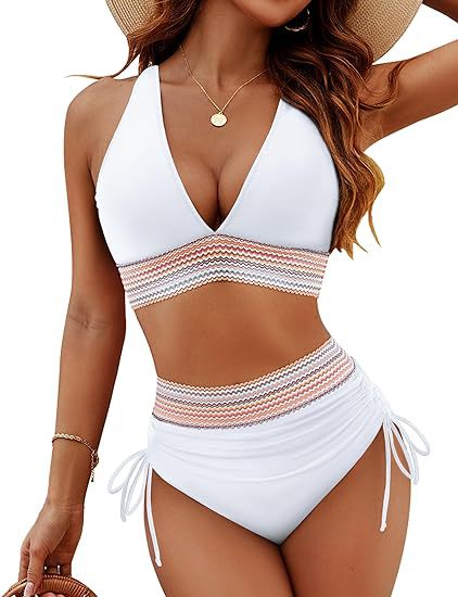 ☀️Begrænset tidsferietilbud🏖️High talje bikini-sæt i mavekontrollerende farver Color Block Bikini Set