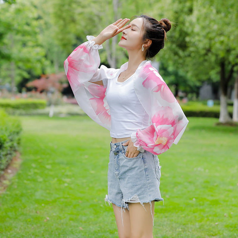 Sommer chiffon solbeskyttende sjal (2 stk.)