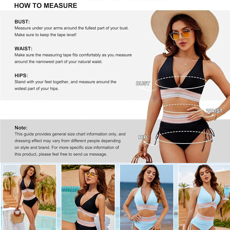 ☀️Begrænset tidsferietilbud🏖️High talje bikini-sæt i mavekontrollerende farver Color Block Bikini Set