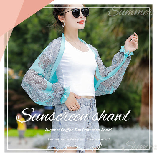Sommer chiffon solbeskyttende sjal (2 stk.)